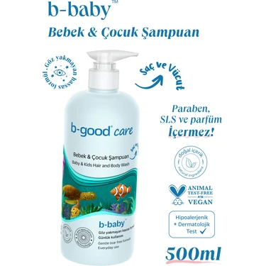 b-good Bebek & Çocuk Saç ve Vücut Şampuanı 500 ml Göz Yakmayan Formül ile Nazik