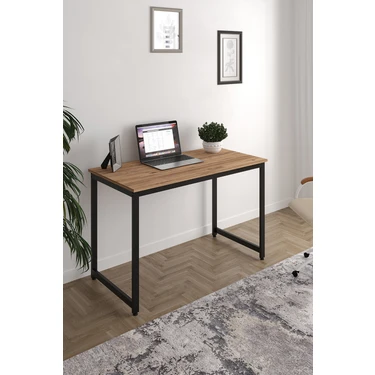 Flinder Çam/Siyah 120x60 Çalışma Masası, Bilgisayar Masası, Ofis Masası, Metal