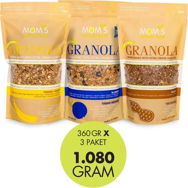 Mom's Natural Foods 3'lü Granola Muz-Ceviz 360 G / Yaban Mersini 360 G / Yer Fıstıklı 360