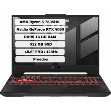 Asus Tuf Gaming A15 FA507NV-LP103 8gb RTX4060 140W Ryzen 5 7535HS 16GB Ram 512GB SSD 15.6 Inç Fhd