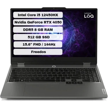 Lenovo Loq 15IAX9 83GS007WTR Intel Core I5 12450HX 8gb 512GB Fiyatı