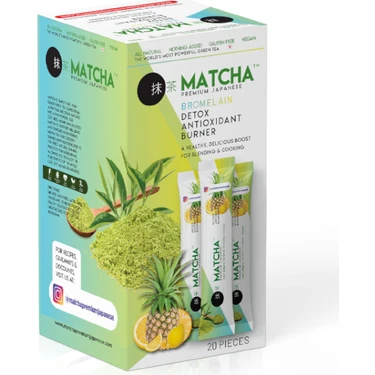 Matcha Premium Japanese Matcha & Bromelain Limon Aromalı Detox Burner Form Çayı 1