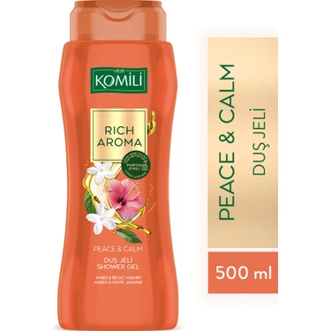 Komili Rich Aroma Peace&calm Duş Jeli - Amber&beyaz Yasemin - Kalıcı Parfüm Etkili - Vegan - 500