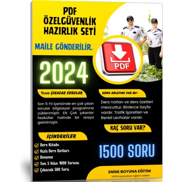 Enine Boyuna Eğitim Pdf Özel Güvenlik Hazırlık Seti (Mail Adresinize