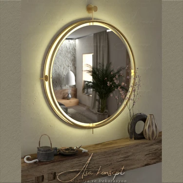 Asa Konsept Istanbul Gold Kablosuz Ledli Ayna, Hol Ayna Duvar Ayna Salon Mutfak Banyo Ayna Wc Ofis