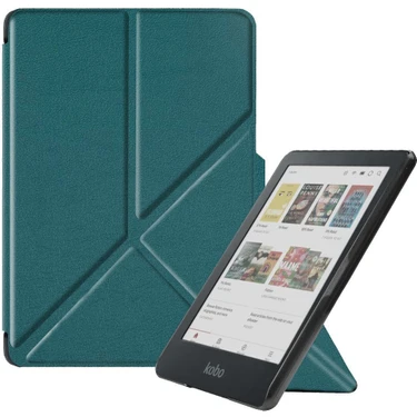 Kobo Clara Colour/BW Origami Kılıf Yeşil Renkli Ekran Koruyucu Film ile