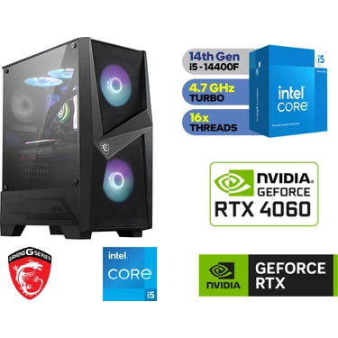 Gaming Pc Ddr5 / 8 GB RTX-4060 / 14.nesil İ5-14400F / 32 GB Ddr5 Ram / 1 Tb M.2 SSD / WİN11