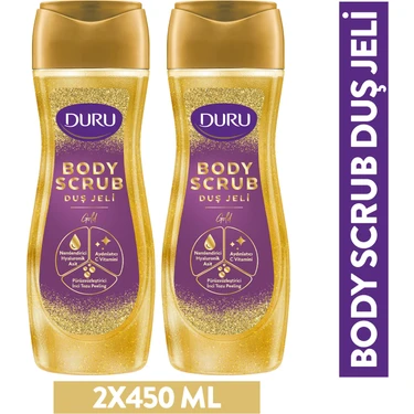 Duru Body Scrub Gold Duş Jeli 2x450 Ml Hyaluronik Asit, C Vitamini