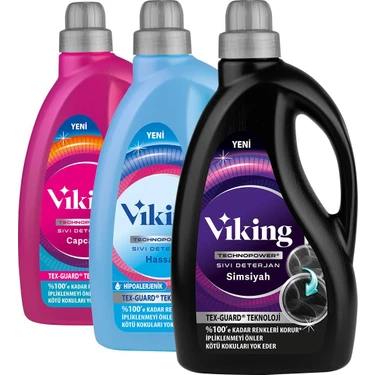 Viking Technopower Sıvı Çamaşır Deterjanı Capcanlı, Hassas ve Siyahlar 2.7 Lt x 3