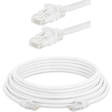 Koodmax - 10 Metre Cat6 Kablo Ethernet Internet Network Patch Kablosu - Fabrikasyon - Beyaz -