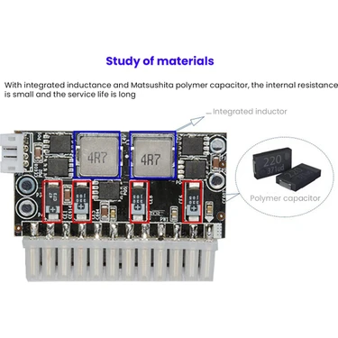 Silhouette Yüksek Güç 300W 12V Dc5.5x2.5mm Giriş Dc-Atx Psu Pico Atx Anahtarı Madencilik Psu 24PIN