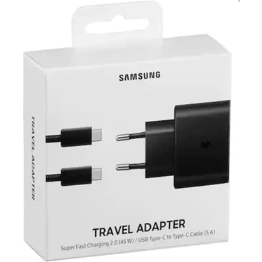 Samsung Şarj Edilebilir Pil Orijinal 45W 5A Süper Hızlı Şarj Cihazı Adaptör Pd Kablo EP-TA845XBCGCN