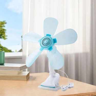 Coofbe Dc 220V 1.5mt Fiş Girişli Klipsli Masaüstü Vantilatör Ev Ofis Mini Fan Vantilatör Döner