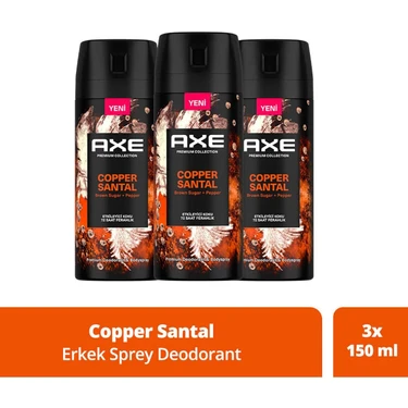 Axe Premium Collection Erkek Sprey Deodorant Copper Santal 72 Saat Ferahlık 150 Ml