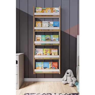 Zeo Wood Design Montessori 5 Raflı Mdf Çocuk Kitaplığı