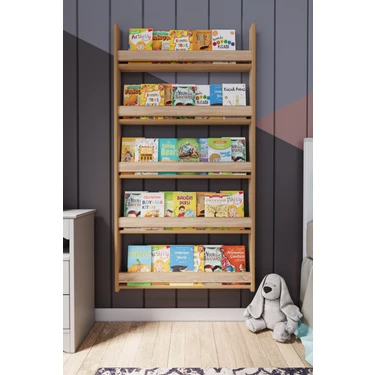 Zeo Wood Design Montessori 5 Raflı Mdf Çocuk Kitaplığı 154*80 cm -