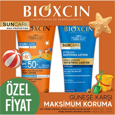 Bioxcin Sun Care Çok Yüksek Korumalı Çocuk Güneş Kremi 50SPF After Sun Hediyeli - % 100 Botanik