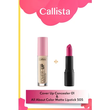 Cover Up Concealer Göz Altı Kapatıcısı 01 & All About Color Matte Ruj 505 - Pembe Makyaj