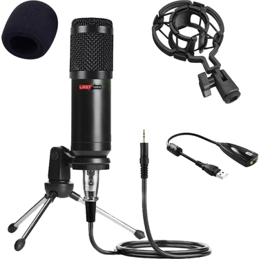 Lastvoice BM800 Full Black Kondenser Youtuber Mikrofon +