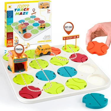 Learning Fun 34 Parça Stem Eğitici Beceri Geliştirici Mantıksal Kendin Yap Yol Inşa Oyunu Puzzle