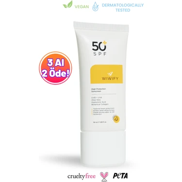 WIWIFY Leke Karşıtı Cilt Tonu Eşitleyici Yüksek Korumalı Güneş Kremi Spf 50+ 50ML (Aloe Vera