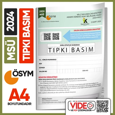Karakutu Yayınları 2024 MSÜ ÖSYM Tıpkı Basım Çıkmış Soru Deneme Kitapçığı (Video Çözümlü Türkiye