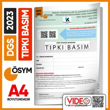 Karakutu Yayınları 2023 DGS Sayısal-Sözel ÖSYM Tıpkı Basım Çıkmış Soru Deneme Kitapçığı (Video