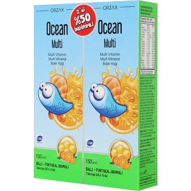 Orzax Ocean Multi Vitamin Mineral Balık Yağı 150  ml Ballı Portakallı