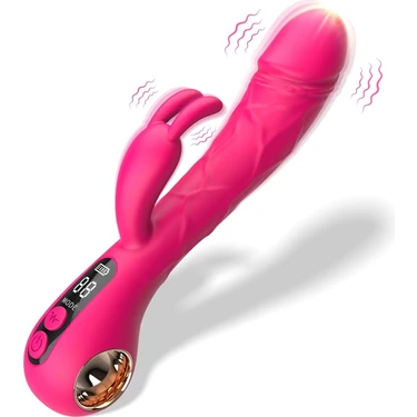 G-Spot Tavşan Vibratör Seks Oyuncakları Klitoral Stimülatör LCD Ekran ve 9 Güçlü Titreşim ile