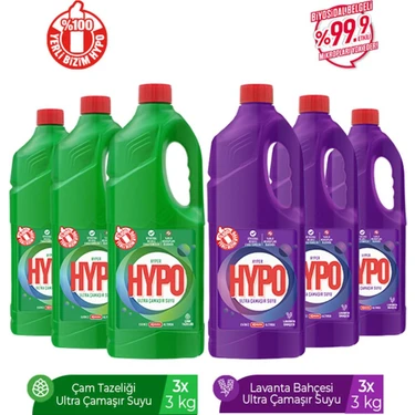 Hyper Hypo Ultra Çamaşır Suyu 3 Çam ve 3 Lavanta 3 kg x 6