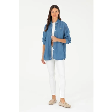 U.S. Polo Assn. Kadın Beyaz Toothpick Fit Kanvas Pantolon