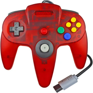 (Kırmızı) N64 Kontrol Cihazı Oyunu Uzaktan Joystick Gamepad Sistemi Oyunu Nintendo Için Uzun Sap