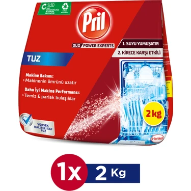 Pril 2 kg Bulaşık Makinesi Tuz Toz Formda Kireç Karşıtı Özellikleri ile Uzun Süreli