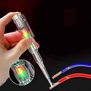 Bgz Store Kontrol Kalemi Elektrik Elektronik Test Cihazı Kırmızı Yeşil LED Işıklı Faz Voltaj Testi