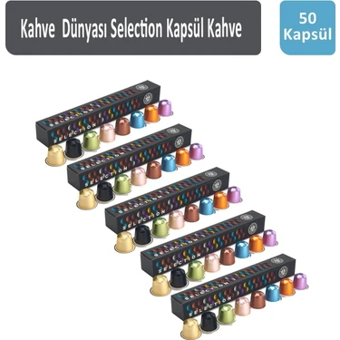 Kahve Dünyası 50 Kapsül Selection Kapsül Kahve Fındık Vanilya Karamel Aromalı Premium Tat