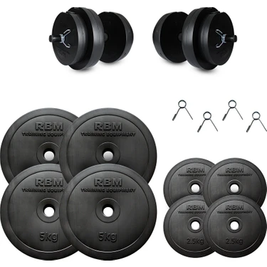 Dambıl 32 kg Dambıl Seti 2 Adet Kısa Bar ve 4 Adet Sıkıştırma Aparatı