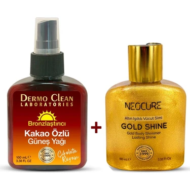 Dermo Clean Kakao Özlü Bronzlaştırıcı Güneş Yağı 100 ml + Neocure Gold Vücut Simi 100