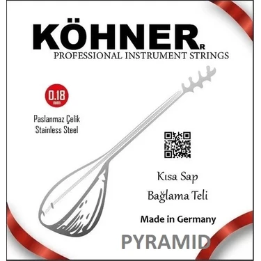 Köhner Pyramid Saz Teli 0.18 Kısa Sap Bağlama