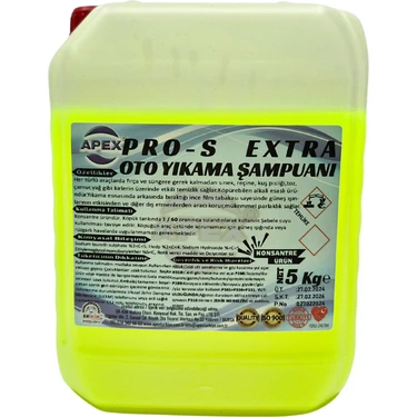 Apex Cilalı Oto Şampuanı, 5 Kg Fırçasız Oto Yıkama Şampuanı 1/60 Konsantre - Oto Yıkama Süngeri