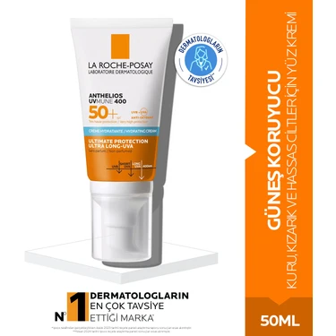 Anthelios Uvmune 400 Spf 50+ Güneş Koruyucu- Kuru, Kızarık ve Hassas Ciltler İçin Yüz Kremi 50