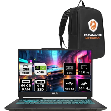 Msı Cyborg 15 Intel Core I5-13420H 64GB 4tb SSD RTX4060/8GB 15.6" Fhd 144Hz Fdos Taşınabilir