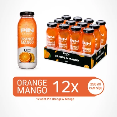 Pin Orange Mango - Tropikal Beyaz Çay - Şekersiz & Kalorisiz - 250 ml x 12