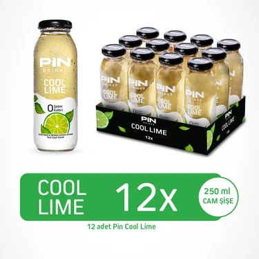 Pin Cool Lime - Şekersiz & Kalorisiz - 250 ml x 12