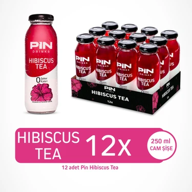 Pin Hibiskus Çayı - Şekersiz & Kalorisiz 250 ml x 12 Adet Ice