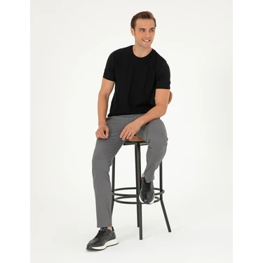 Pierre Cardin Erkek Gri Slim Fit Basic Kanvas Pantolon