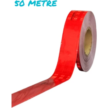 Rm Tüvtürk Onaylı Reflektör Fosforlu Düz Şerit Bant Kırmızı 50 Metre E8