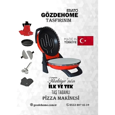 Gözdehome Erato Taşfırınım Pizza Makinesi, Lahmacun Makinesi Doğal Taş Fırın - Timer - 400