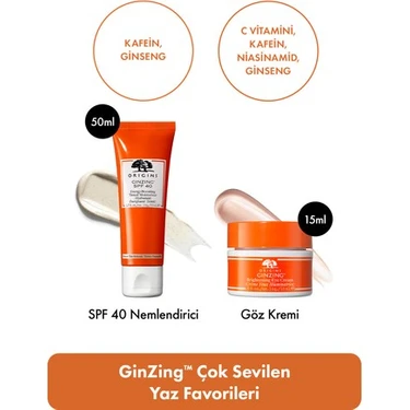 Origins Ginzing Çok Sevilen Yaz Favorileri: SPF40 Nemlendirici 50 ml & Göz Kremi 15