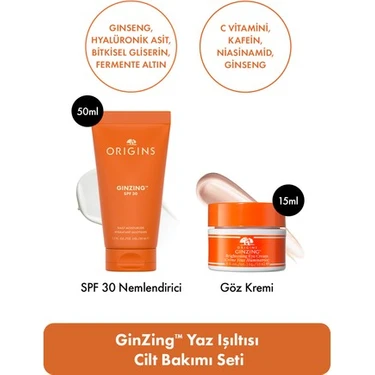 Origins C Vitamini & Ginseng İçeren Ginzing Yaz Ikilisi: SPF30 Nemlendirici 50 ml & GÖZ Kremi 15