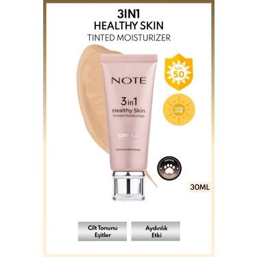 Note 3 in 1 Healthy Skin Tinted Moisturizer 50 SPF Renk Ton Eşitleyici Aydınlatıcı